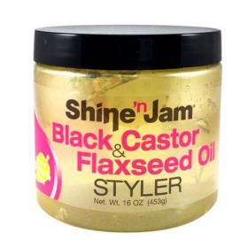 Ampro Shine N Jam Black Castor & Flaxseed Oil Styler Gel 16oz